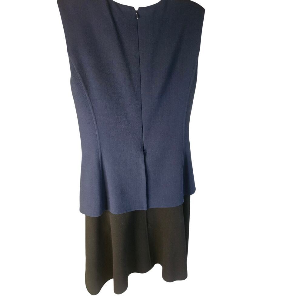 Oscar De La Renta Two Tone Dress Navy Black Fall 2020 Collection Draped Sz 10 - Picture 5 of 11